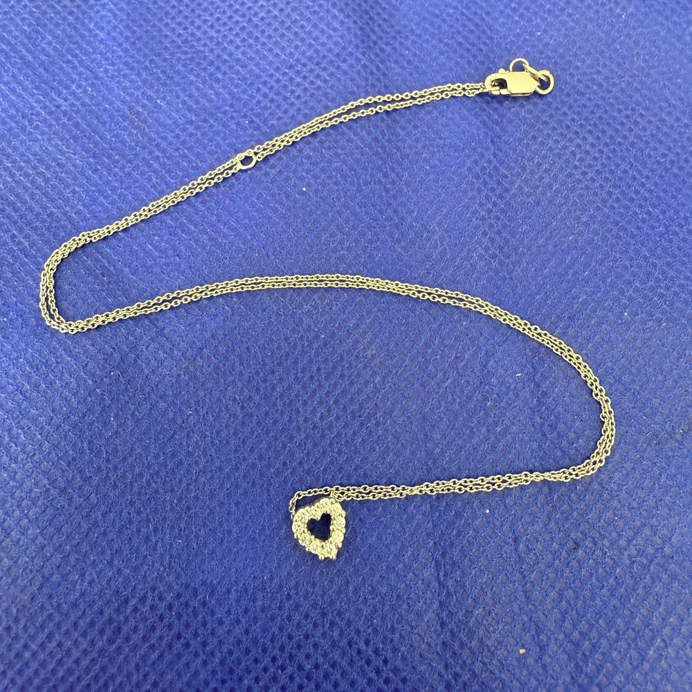 Vtg Roberto Coin 18K White Gold Diamond Heart Pendant Necklace 18" Italy 2.27g